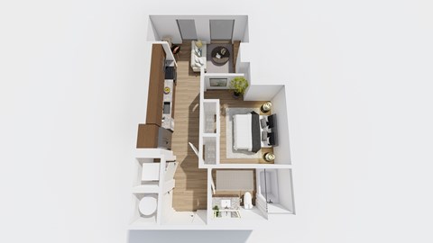 Floor plan for studio, 1 bath, 499 sqft